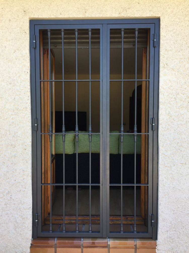 Puerta exterior con reja